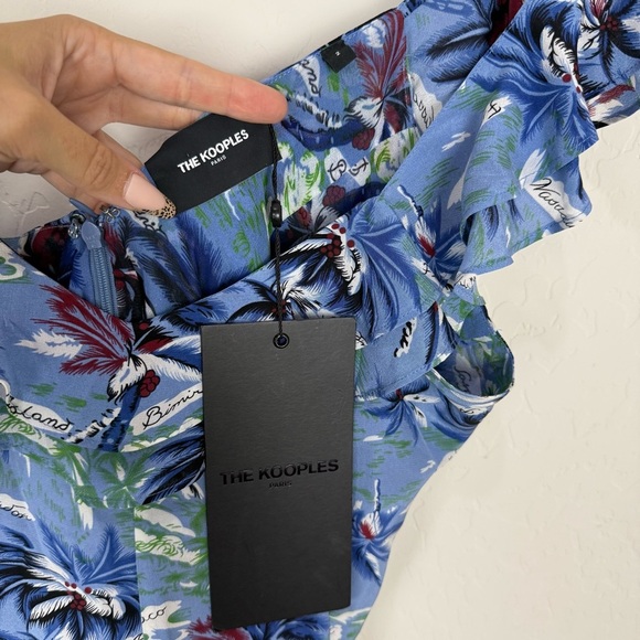 The Kooples Blue Printed Sleeveless One-Shoulder Romper - Picture 10 of 15